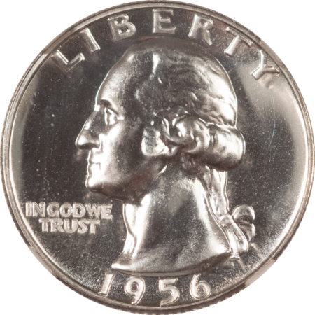 New Certified Coins 1956 PROOF WASHINGTON SILVER QUARTER – NGC PF-68 WHITE W/ CAMEO REVERSE