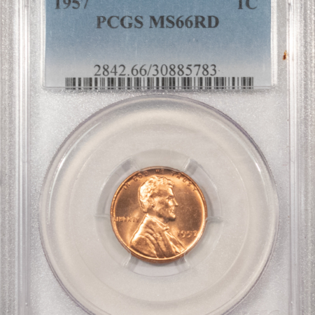 Lincoln Cents (Wheat) 1957 LINCOLN CENT PCGS MS-66 RD