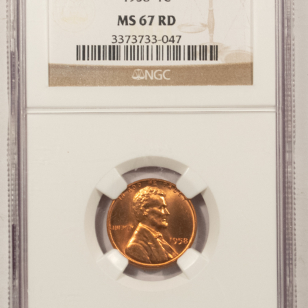 Lincoln Cents (Wheat) 1958 LINCOLN CENT – NGC MS-67 RD SUPERB GEM & TOUGH!