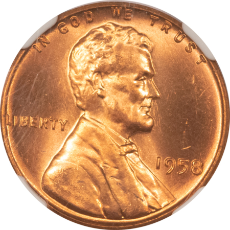 Lincoln Cents (Wheat) 1958 LINCOLN CENT – NGC MS-67 RD SUPERB GEM & TOUGH!