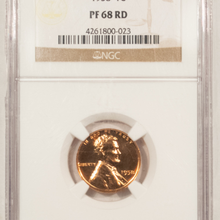 Lincoln Cents (Wheat) 1958 PROOF LINCOLN CENT – NGC PF-68 RD BRIGHT RED