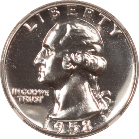 New Certified Coins 1958 PROOF WASHINGTON SILVER QUARTER – NGC PF-68 WHITE