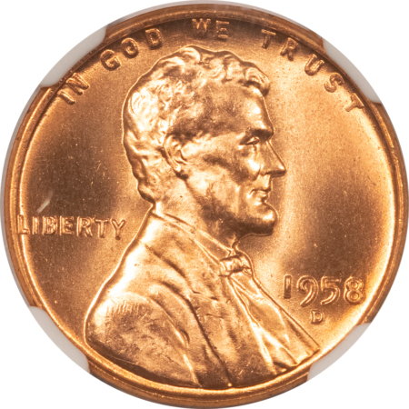Lincoln Cents (Wheat) 1958-D LINCOLN CENT – NGC MS-67 RD, SUPERB GEM