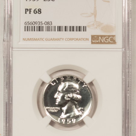 New Certified Coins 1959 PROOF WASHINGTON SILVER QUARTER – NGC PF-68 WHITE