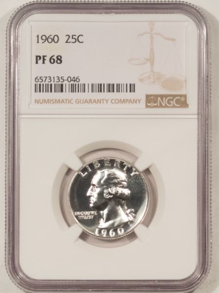 New Certified Coins 1960 PROOF WASHINGTON SILVER QUARTER – NGC PF-68 WHITE