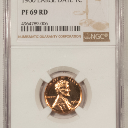 Lincoln Cents (Memorial) 1960 PROOF LINCOLN CENT LARGE DATE – NGC PF-69 RD