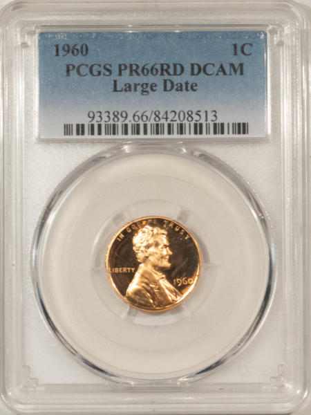 Lincoln Cents (Memorial) 1960 PROOF LINCOLN CENT LARGE DATE – PCGS PR-66 DCAM