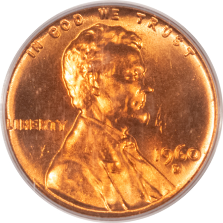 Lincoln Cents (Memorial) 1960-D LINCOLN CENT, LARGE DATE – PCGS MS-66 RD FLASHY & NICE!