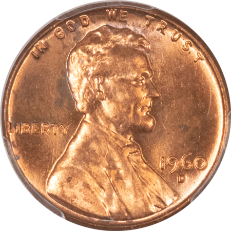 Lincoln Cents (Memorial) 1960-D LINCOLN CENT, LARGE DATE – PCGS MS-67 RD
