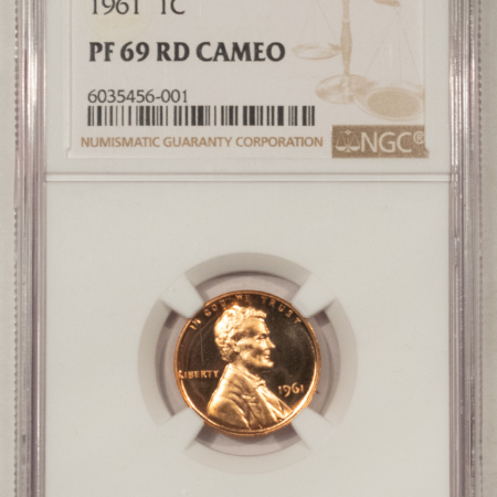 Lincoln Cents (Memorial) 1961 PROOF LINCOLN CENT NGC PF-69 RD CAMEO