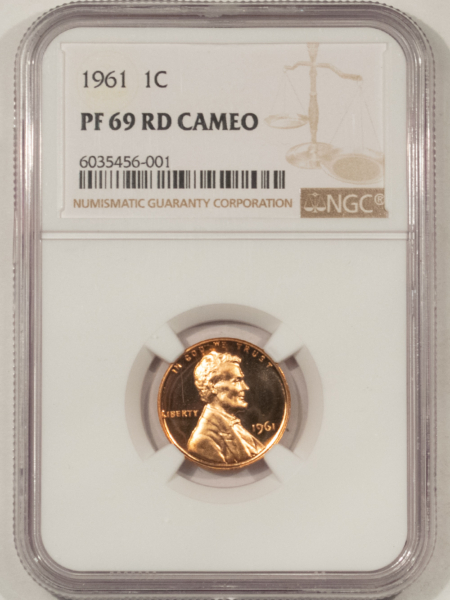 Lincoln Cents (Memorial) 1961 PROOF LINCOLN CENT NGC PF-69 RD CAMEO