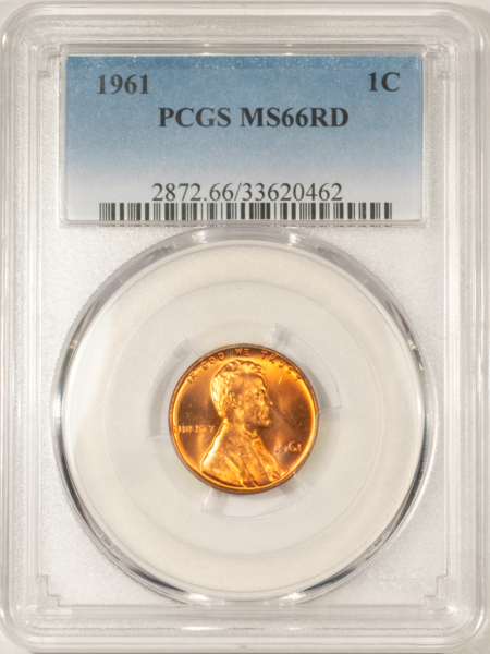 Lincoln Cents (Memorial) 1961 LINCOLN CENT – PCGS MS-66 RD