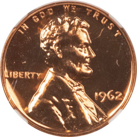 Lincoln Cents (Memorial) 1962 PROOF LINCOLN CENT – NGC PF-69 RD, ESSENTIALLY PERFECT RED PROOF
