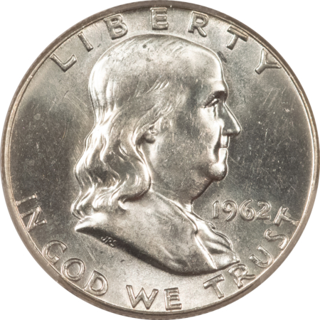 Franklin Halves 1962 FRANKLIN HALF DOLLAR – PCGS MS-62 FBL BLAST WHITE FULL BELL LINES!