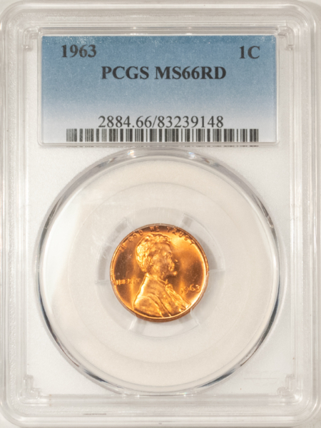 Lincoln Cents (Memorial) 1963 LINCOLN CENT – PCGS MS-66 RD