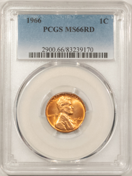 Lincoln Cents (Memorial) 1966 LINCOLN CENT – PCGS MS-66 RD