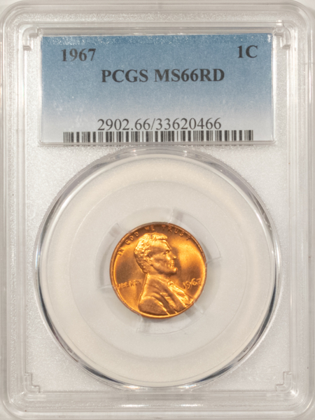 Lincoln Cents (Memorial) 1967 LINCOLN CENT – PCGS MS-66 RD