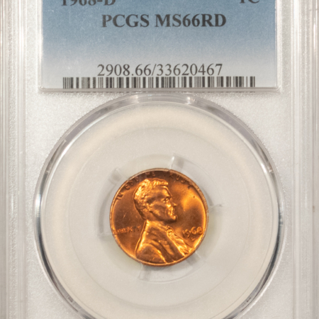 Lincoln Cents (Memorial) 1968-D LINCOLN CENT – PCGS MS-66 RD
