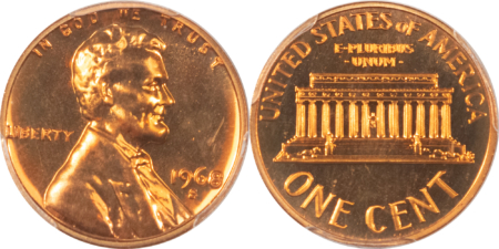 Lincoln Cents (Memorial) 1968-S & 1969-S LINCOLN CENTS, LOT OF 2 – PCGS PR-68 RD & PCGS PR-67 RD DCAM