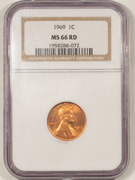 Lincoln Cents (Memorial) 1969 LINCOLN CENT NGC MS-66 RD