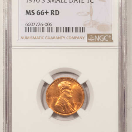 Lincoln Cents (Memorial) 1970-S LINCOLN CENT, SMALL DATE – NGC MS-66+ RD, NICE RED, TOUGH!