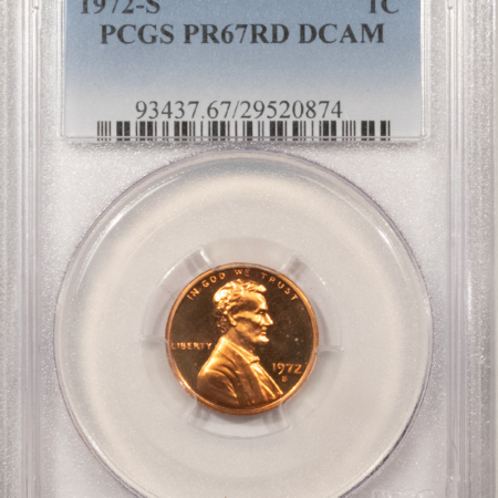 Lincoln Cents (Memorial) 1972-S PROOF LINCOLN CENT – PCGS PR-67 RD DCAM