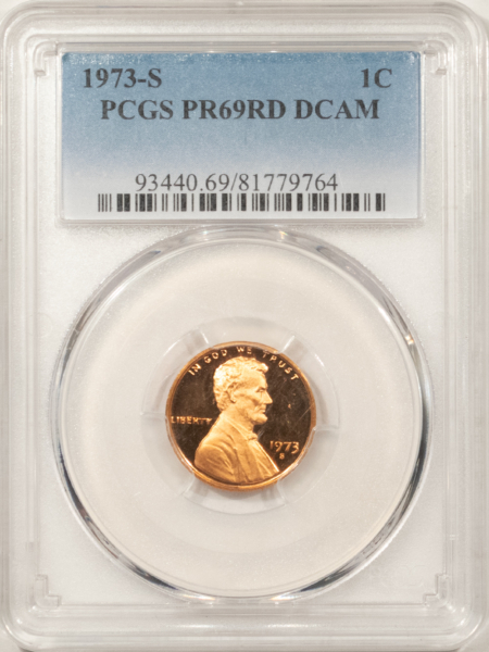 Lincoln Cents (Memorial) 1973-S PROOF LINCOLN CENT – PCGS PR-69 RD DCAM