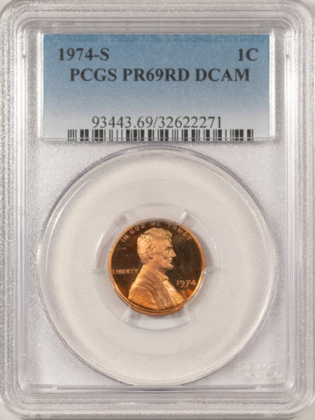 Lincoln Cents (Memorial) 1974-S PROOF LINCOLN CENT PCGS PR-69 RD DCAM