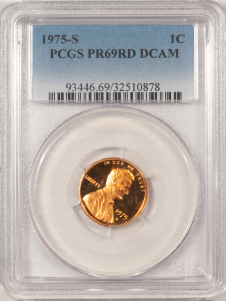 Lincoln Cents (Memorial) 1975-S PROOF LINCOLN CENT PCGS PR-69 RD DCAM