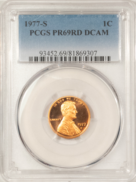 Lincoln Cents (Memorial) 1977-S PROOF LINCOLN CENT PCGS PR-69 RD DCAM