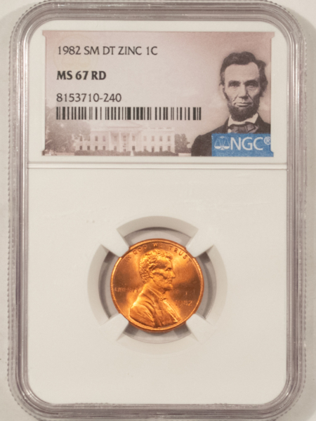 Lincoln Cents (Memorial) 1982 SMALL DATE ZINC LINCOLN CENT – NGC MS-67 RD