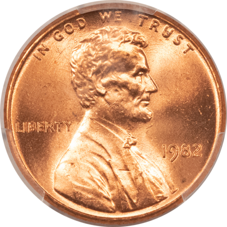 Lincoln Cents (Memorial) 1982 SMALL DATE BRONZE LINCOLN CENT – PCGS MS-66 RD