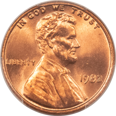 Lincoln Cents (Memorial) 1982 LARGE DATE BRONZE LINCOLN CENT – PCGS MS-67 RD