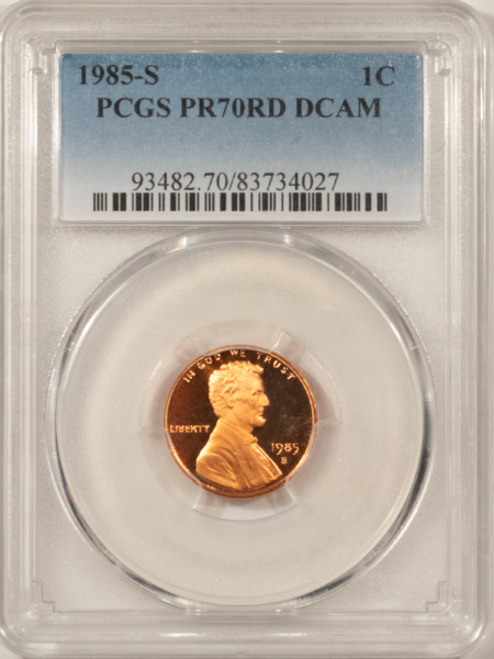 Lincoln Cents (Memorial) 1985-S PROOF LINCOLN CENT – PCGS PR-70 RD DCAM, TOUGH & PERFECT!