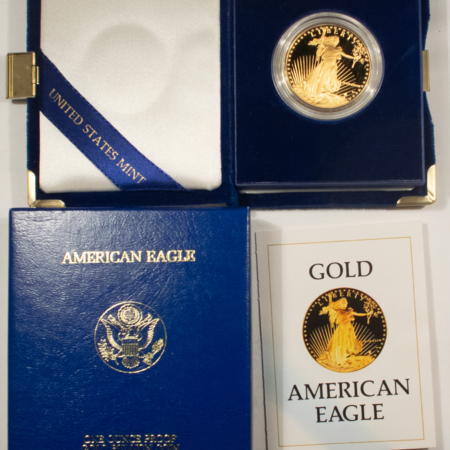 American Gold Eagles, Buffaloes, & Liberty Series 1986-W 1 OZ $50 PROOF AMERICAN GOLD EAGLE, GEM PROOF W/ ORIG BOX & COA, 1ST YEAR