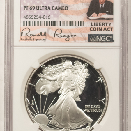 American Silver Eagles 1987-S $1 SILVER EAGLE, NGC PF-69 ULTRA CAMEO, RONALD REAGAN LIBERTY COIN ACT!