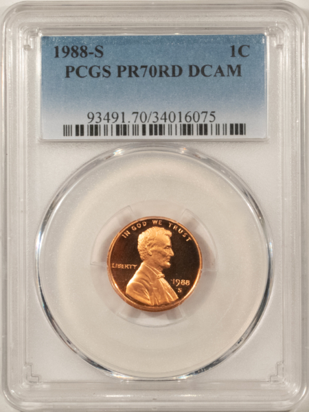 Lincoln Cents (Memorial) 1988-S PROOF LINCOLN CENT – PCGS PR-70 RD DCAM
