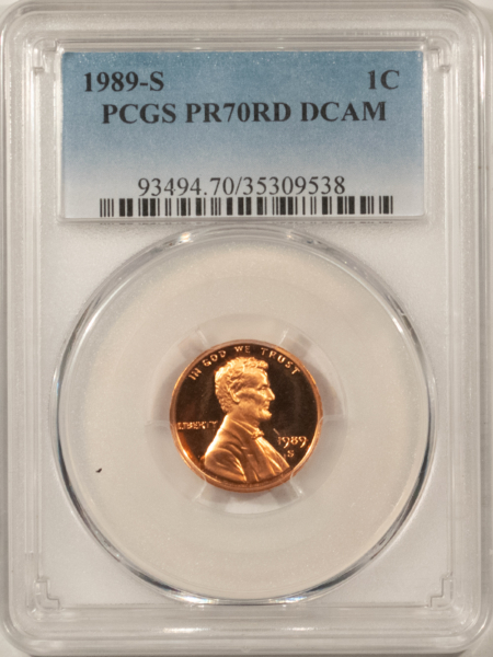 Lincoln Cents (Memorial) 1989-S PROOF LINCOLN CENT – PCGS PR-70 RD DCAM