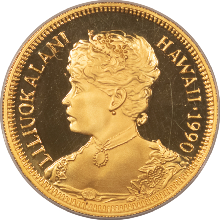 Bullion 1990 1 OZ .9999 GOLD PROOF HAWAII CROWN QUEEN LILUOKALANI NGC PF-69 UCAM #347