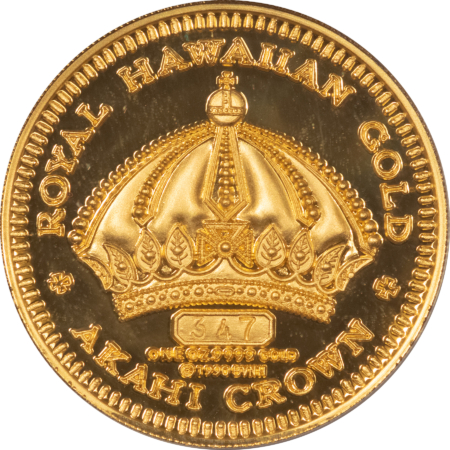 Bullion 1990 1 OZ .9999 GOLD PROOF HAWAII CROWN QUEEN LILUOKALANI NGC PF-69 UCAM #347