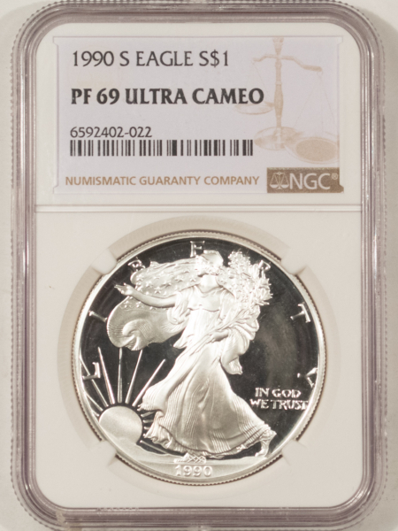 American Silver Eagles 1990-S $1 SILVER EAGLE, NGC PF 69 ULTRA CAMEO!