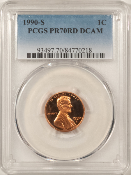Lincoln Cents (Memorial) 1990-S PROOF LINCOLN CENT – PCGS PR-70 RD DCAM