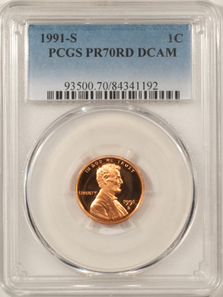 Lincoln Cents (Memorial) 1991-S PROOF LINCOLN CENT – PCGS PR-70 RD DCAM