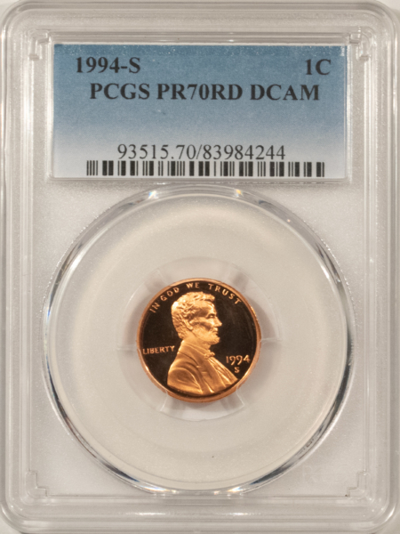 Lincoln Cents (Memorial) 1994-S PROOF LINCOLN CENT – PCGS PR-70 RD DCAM