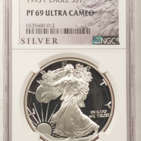 American Silver Eagles 1995-P $1 SILVER EAGLE, NGC PF-69 ULTRA CAMEO, NGC “SILVER” LABEL!