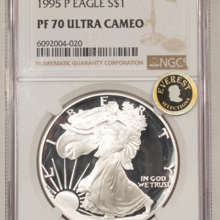 American Silver Eagles 1995-P PROOF $1 SILVER AMERICAN EAGLE 1 OZ .999 – NGC PF-70 ULTRA CAMEO! EVEREST