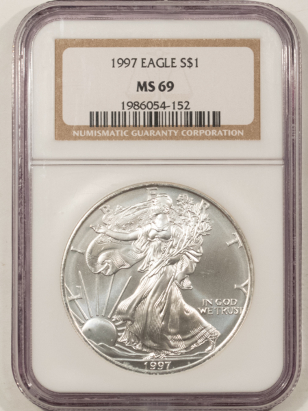 American Silver Eagles 1997 $1 AMERICAN SILVER EAGLE, 1 OZ .999 – NGC MS-69