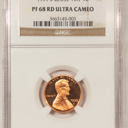 Lincoln Cents (Memorial) 1999-S PROOF LINCOLN CENT – CLOSE AM – NGC PF-68 RD ULTRA CAMEO
