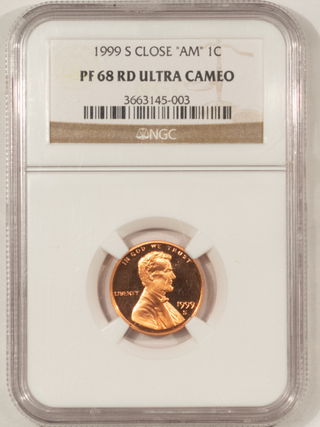 Lincoln Cents (Memorial) 1999-S PROOF LINCOLN CENT – CLOSE AM – NGC PF-68 RD ULTRA CAMEO