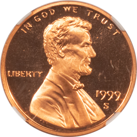 Lincoln Cents (Memorial) 1999-S PROOF LINCOLN CENT – CLOSE AM – NGC PF-68 RD ULTRA CAMEO